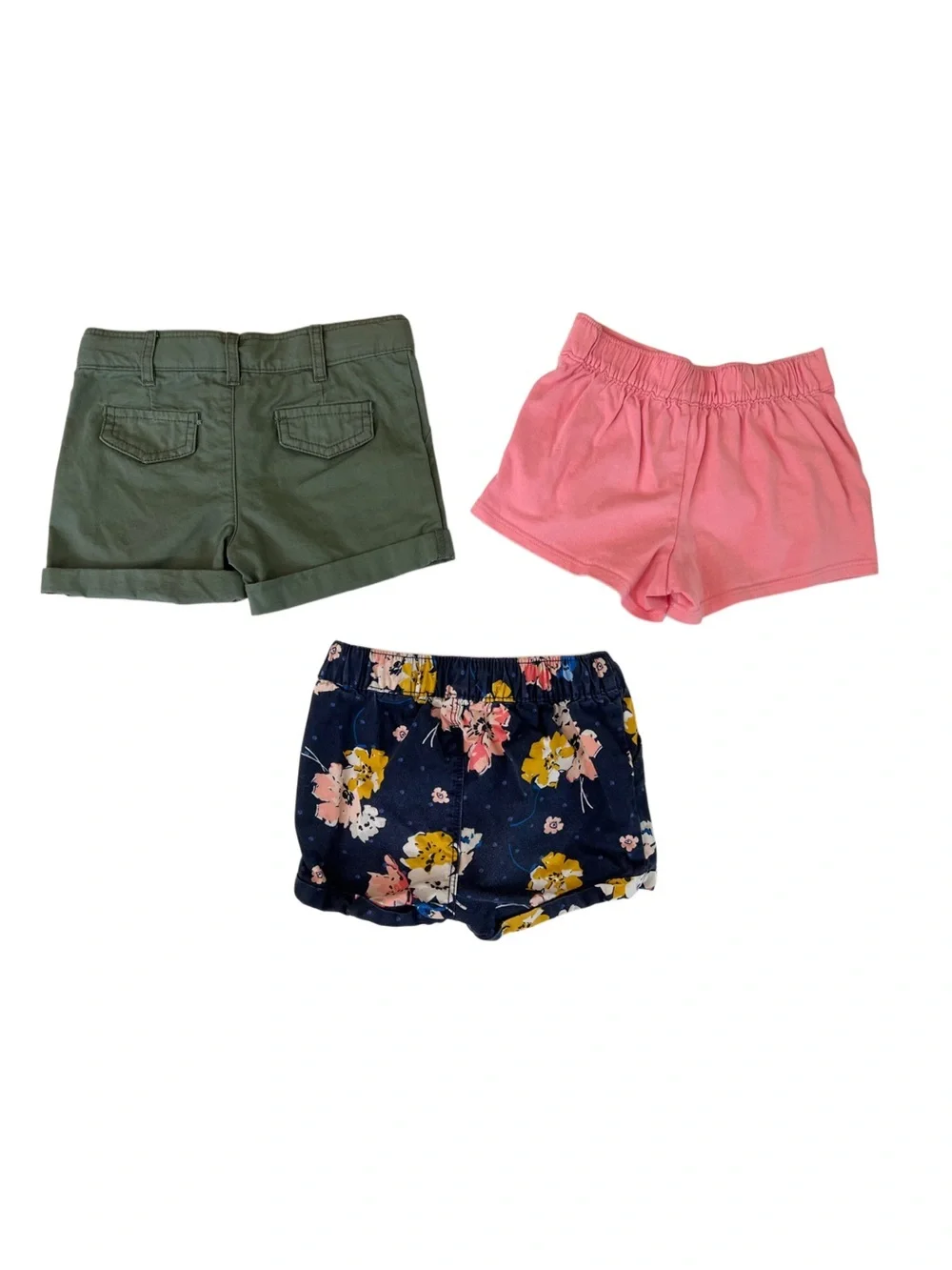 Old Navy, Carter’s Girls Shorts Bundle - Olive Green, Pink & Navy Floral | 2T